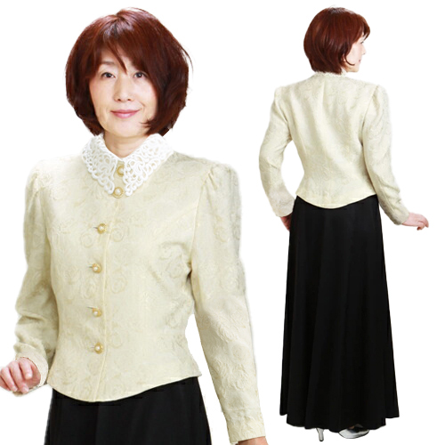 フォーマルドレス レンタル 結婚式 9号 アイボリー/黒 ツーピース 02479 母親 ドレス 服装 母 叔母 衣装 50代 60代