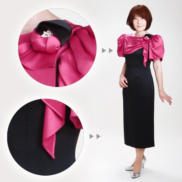 フォーマルドレス レンタル 結婚式 9号 ローズピンク 黒 ワンピース 5502 2 レディースドレス 50代 60代 の通販はau Pay マーケット 貸衣装ネット便