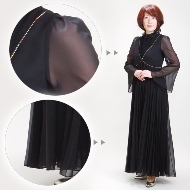 フォーマルドレス レンタル 結婚式 9号 黒 ワンピース a57 母親 ドレス