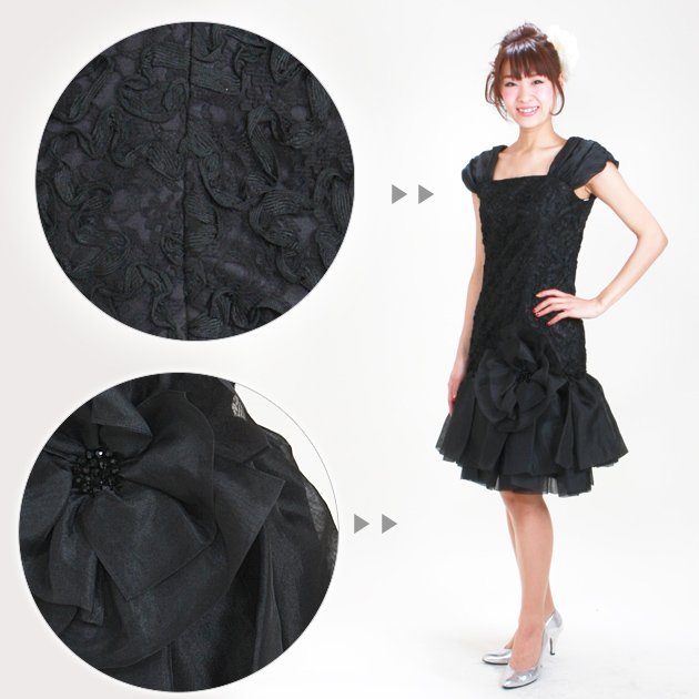 フォーマルドレス レンタル 結婚式 7号 黒 ワンピース m61310