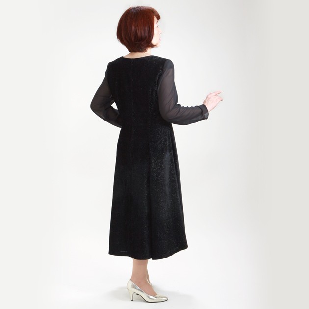 フォーマルドレス レンタル 結婚式 11号-13号 黒 ワンピース mr-0425