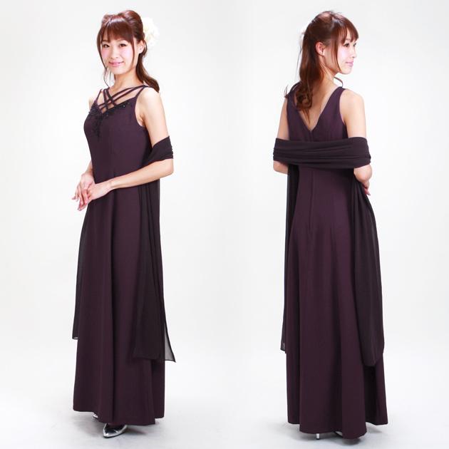 フォーマルドレス レンタル 結婚式 9号-11号 ワイン ワンピース mr