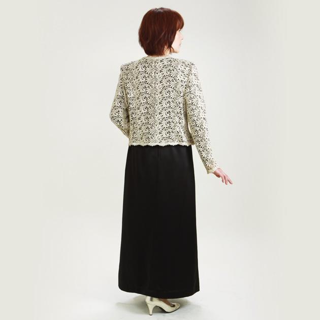 フォーマルドレス レンタル 結婚式 9号-11号 ゴールド/黒 ツーピース mr0395 母親 ドレス 服装 母 叔母 衣装 50代 60代_2