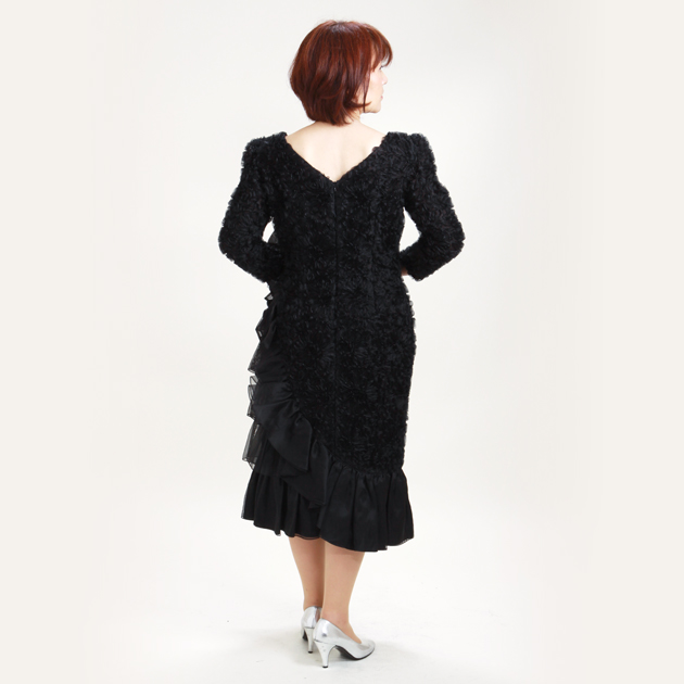 フォーマルドレス レンタル 結婚式 11号-13号 黒 ワンピース uco-0180