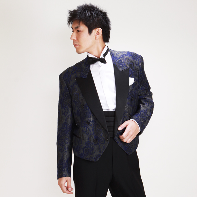 タキシード レンタル L・XLサイズ/170〜182cm/紺・ゴールド NT-2-4219 送料無料の通販は