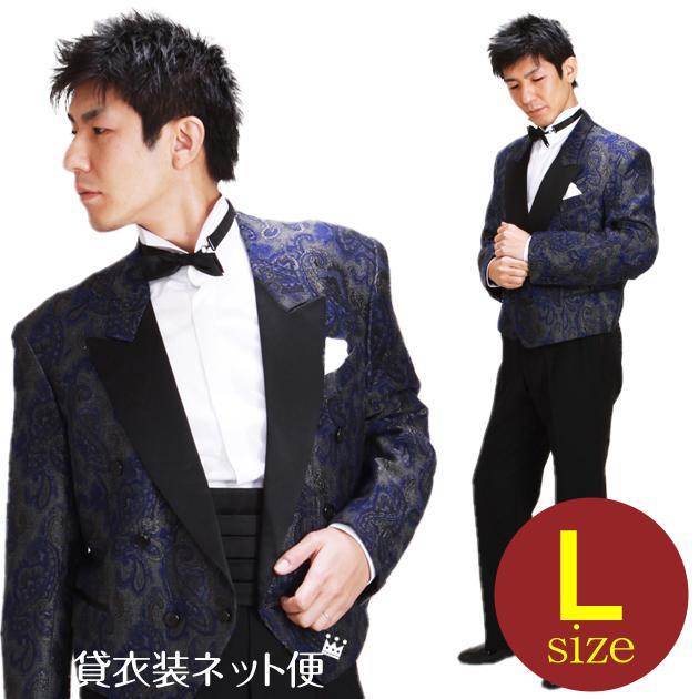 タキシード レンタル L・XLサイズ/170〜182cm/紺・ゴールド NT-2-4219 送料無料の通販は
