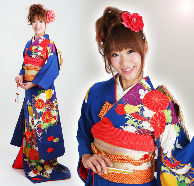 引き振袖レンタル 紺 色振袖 黒引き振袖 NT-83 花嫁 送料無料