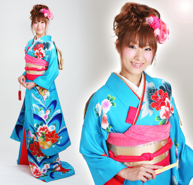 引き振袖レンタル コバルトブルー 色振袖 黒引き振袖 NT-76 花嫁 送料無料