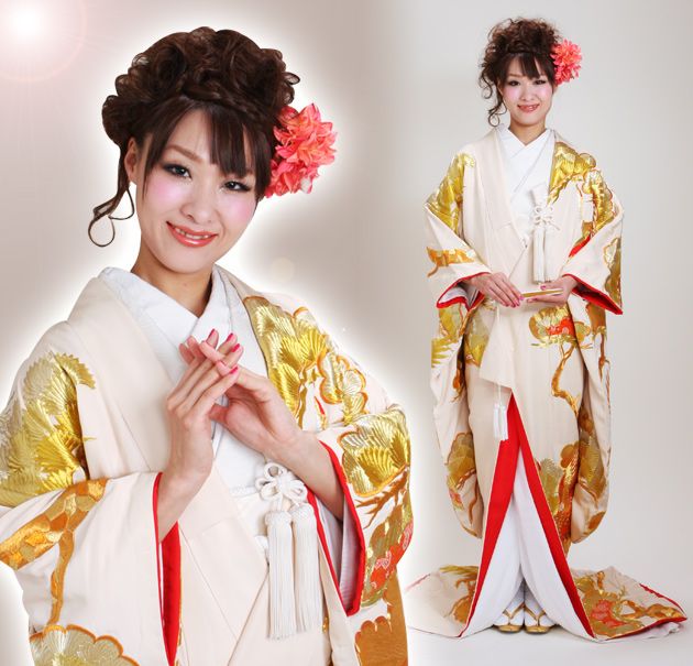 打掛 レンタル 色打掛 金色 松鶴 NT-124 送料無料