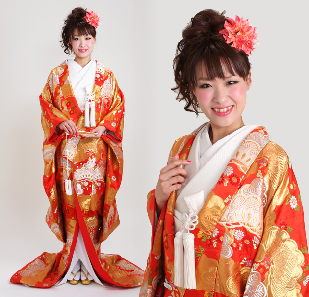 打掛 レンタル 色打掛 赤色 老松に小花 NT-36 送料無料