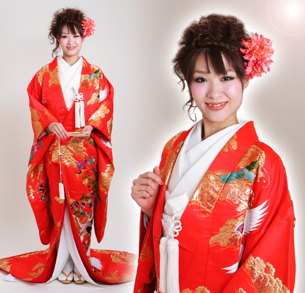 打掛 レンタル 色打掛 赤色 得井生雄 亀甲黒 NT-701 送料無料