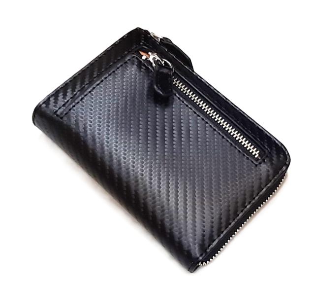 【Maturi マトゥーリ】 カーボンレザー 牛革 多機能 キーケース 財布 小銭 MR-505 BK/BE 定価29700円