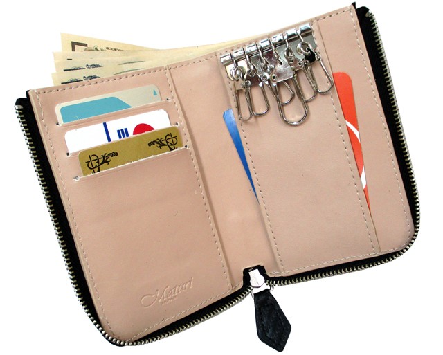 Maturi マトゥーリ カーボンレザー 牛革 二つ折り財布 コンパクト