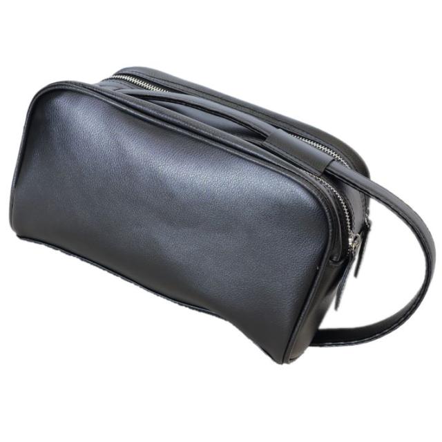 【Maturi マトゥーリ】ソフトレザー　牛革　ダブルファスナー　セカンドバッグ メンズ MT-35 BLACK 定価25800円