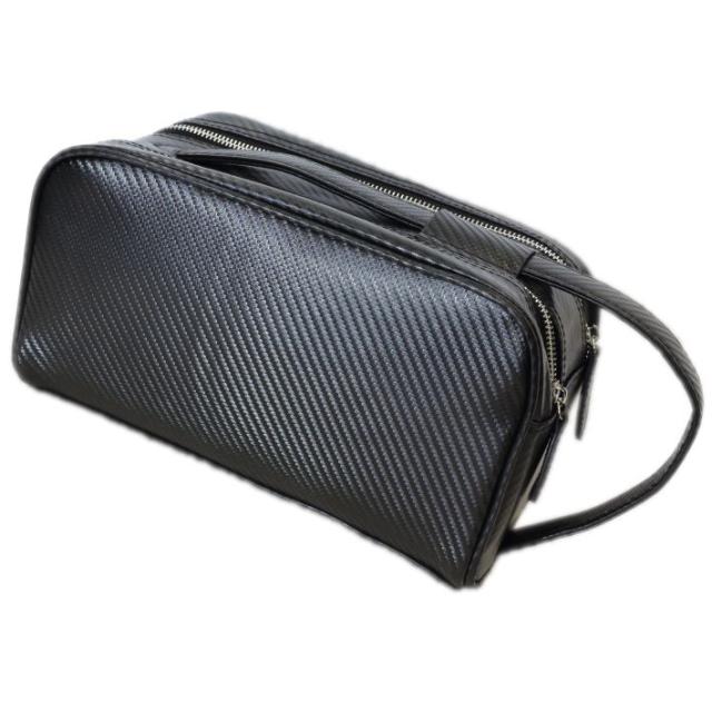 【Maturi マトゥーリ】カーボン調　牛革　ダブルファスナー　セカンドバッグ  メンズ　MT-36 BLACK 定価25800円の通販はハンドバッグ