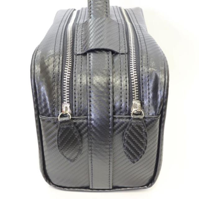 【Maturi マトゥーリ】カーボン調　牛革　ダブルファスナー　セカンドバッグ  メンズ　MT-36 BLACK 定価25800円の通販は