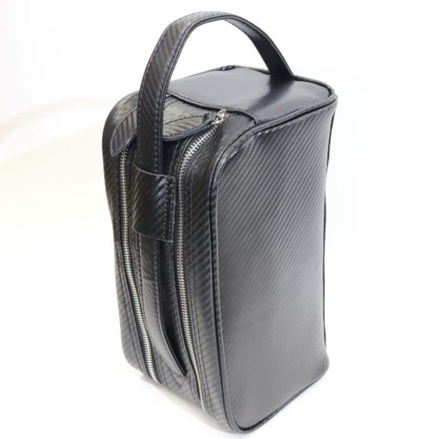 【Maturi マトゥーリ】カーボン調　牛革　ダブルファスナー　セカンドバッグ  メンズ　MT-36 BLACK 定価25800円の通販は
