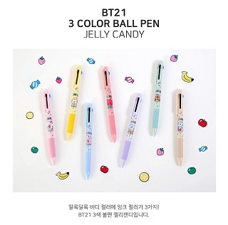 【送料無料・速達】BTS (防弾少年団/バンタン) 公式 グッズ [BT21] (COOKY/ジョングク) ゼリーキャンディー3色ボールペン 0.7mm