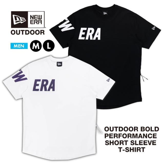 ニューエラ OUTDOOR BOLD ブラック ホワイト パフォーマンス 半袖 ロゴ Tシャツ メンズ 14363696 14363695 アウトドア キャンプ ゴルフ 野球 ウォーキング カジュアル スポーツ