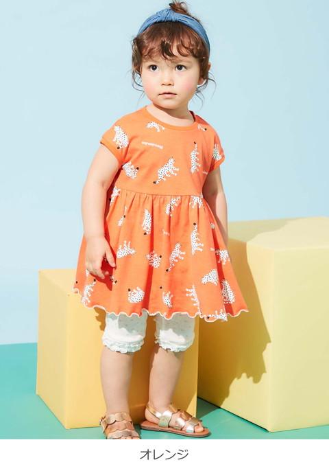 ベビー服 日本製 Moujonjon プリント ワンピース 女の子 赤ちゃん キッズ 80 90 グリーン ネイビー オレンジ イエロー おしゃれの通販はau Pay マーケット マタニティ授乳服とベビー服のangeliebe Au Pay マーケット店