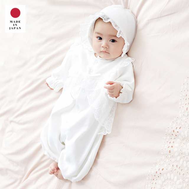 ベビー 日本製 新生児綿ポンチドレス＆帽子セット 赤ちゃん ベビー服