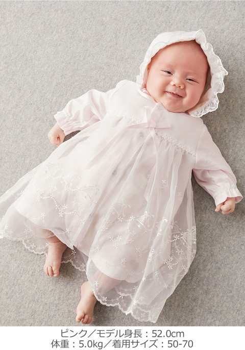日本製 新生児 サマーセレモニードレス ＆ 帽子 セット 赤ちゃん
