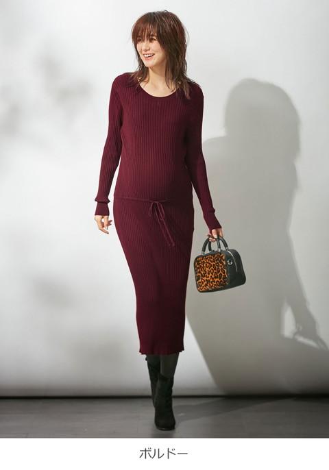 マタニティ ワンピース 産前産後対応 リブニットワンピース 産前 産後 妊婦服 秋 冬 大きいサイズ レディース Mam Rの通販はau Pay マーケット マタニティ授乳服とベビー服のangeliebe Au Pay マーケット店