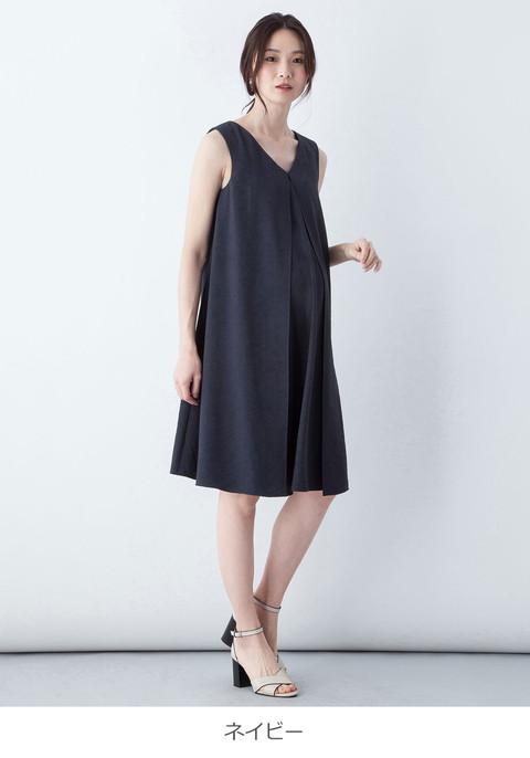 授乳服 マタニティ ワンピース 授乳口付 フロントレイヤード