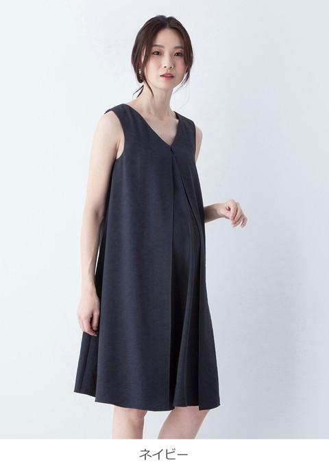 授乳服 マタニティ ワンピース 授乳口付 フロントレイヤード