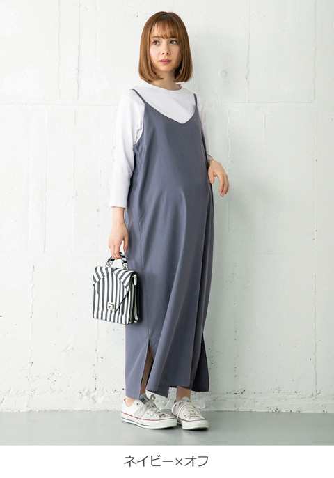 授乳服 マタニティ ワンピース 授乳口付 セット キャミ