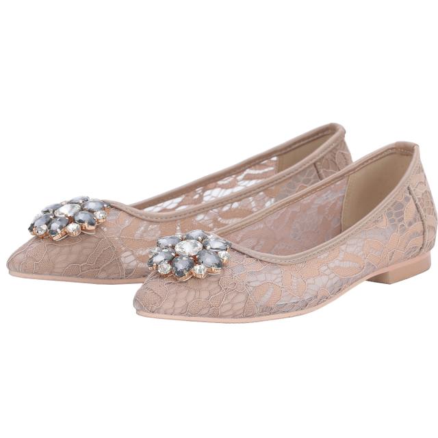 パンプス ぺたんこ ローヒール 結婚式 レディース ポインテッドトゥ レース 大きいサイズ フラットシューズ 二次会 謝恩会 入学式 卒業式の通販はau Pay マーケット Ripple