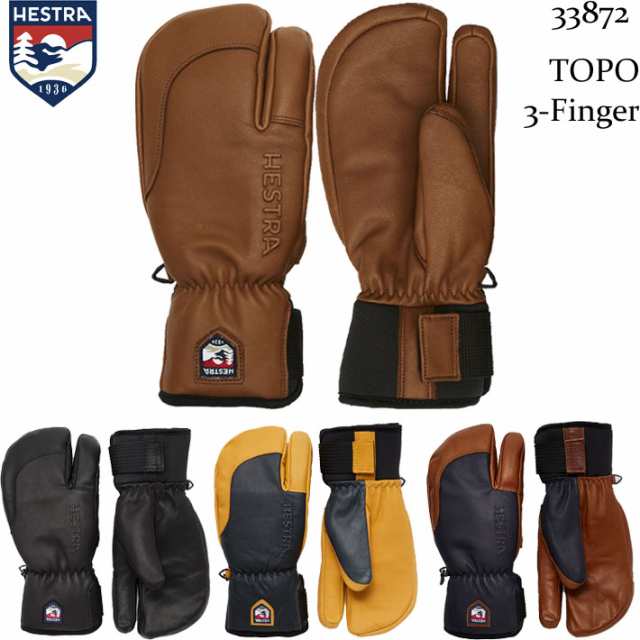 当店の記念日 ヘストラ スノーボード Leather 3-Finger グローブ レザー 33872 Full Short