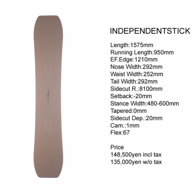 [早期予約受付中！] 23-24 GENTEMSTICK INDEPENDENTSTICK 157.5cm ゲンテンスティック  インデペンデントスティック スノーボード パウダ