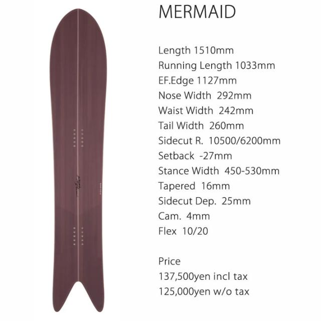 25-26 GENTEMSTICK MERMAID 151cm ゲンテンスティック レディース スノーボード マーメイド パウダーボード アクセルキャンバー 板 2025 2026_1