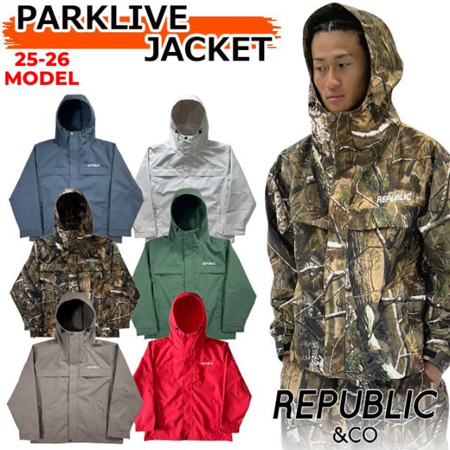 25-26 REPUBLIC & CO ウェア リパブリック PARKLIVE JACKET スノーボード パークライブ ジャケット メンズ レディース スノーボードウェア スノーウェアー アウトドア キャンプ 釣り スケートボード 2025 2026 日本正規品