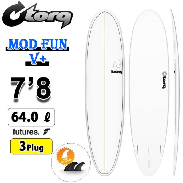 2026 torq surfboard トルク サーフボード PINLINE DESIGN MOD FUN V+ 7’8 [White Pinline] ファンボード エポキシボード 初級者 初心者 ビギナー [営業所留め送料無料]