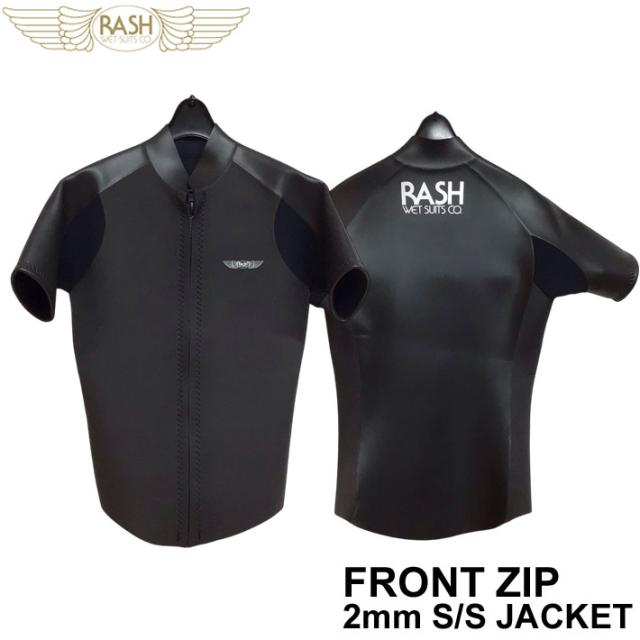[4月末頃入荷] 数量限定生産！2026 RASH ラッシュ ウェットスーツ ジャケット タッパー 半袖 サーフィン フロントジップ BLKスキン 2mm メンズ FRONT ZIP S/S JACKET 春夏 メンズ ウエットスーツ 日本正規品