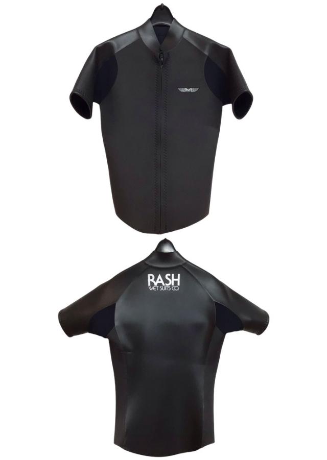 [4月末頃入荷] 数量限定生産！2026 RASH ラッシュ ウェットスーツ ジャケット タッパー 半袖 サーフィン フロントジップ BLKスキン 2mm メンズ FRONT ZIP S/S JACKET 春夏 メンズ ウエットスーツ 日本正規品