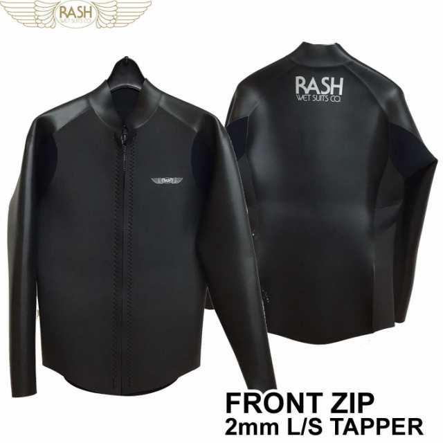 数量限定生産！2024 RASH ラッシュ ウェットスーツ タッパー フロントジップ 長袖ジャケット BLKスキン 2mm メンズ JB FRONT ZIP TYPE