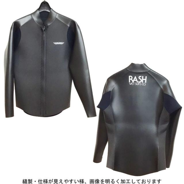 数量限定生産！2026 RASH ラッシュ ウェットスーツ タッパー フロントジップ 長袖ジャケット BLKスキン 2mm メンズ JB FRONT ZIP TYPE クラシックスタイル ウエットスーツ 日本製
