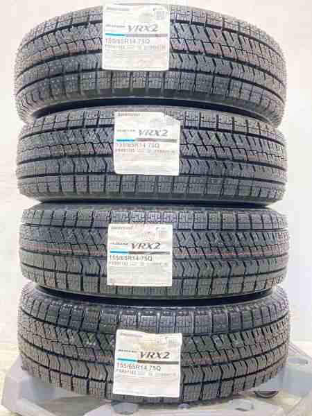 送料無料！新品ブリヂストンVRXスタッドレス155/65Ｒ14×新品14インチ