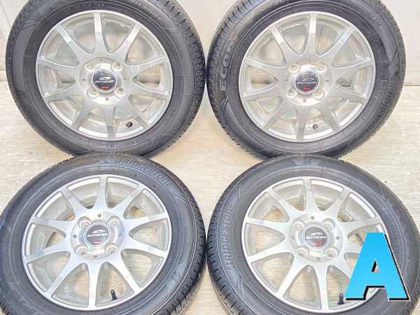 【中古】ブリヂストン エコピア NH200C 155/65R13 　 SCHNEDER 13インチ 100-4穴 4本 中古タイヤ・サマータイヤ