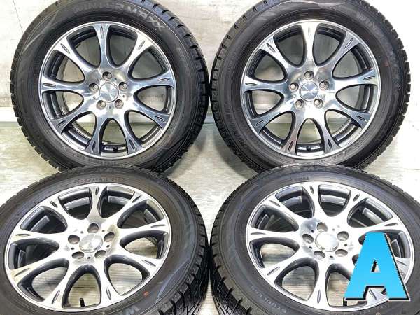 【中古】ダンロップ ウィンターマックス WM02 205/55R16 　 ROZEST 16インチ 100-5穴 4本 中古タイヤ・スタッドレスタイヤ