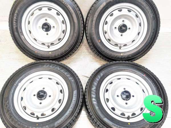【中古】DUNLOP LV01 for VAN 165/80R14 WEDS キャロウィン K3 14インチ 114.3-4穴 4本 中古タイヤ・スタッドレスタイヤ