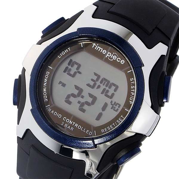 腕時計 メンズ タイムピース Time Piece 電波ソーラー デジタル Tpw 001bl ブラック ブルー ブラックの通販はau Pay マーケット Pochitto