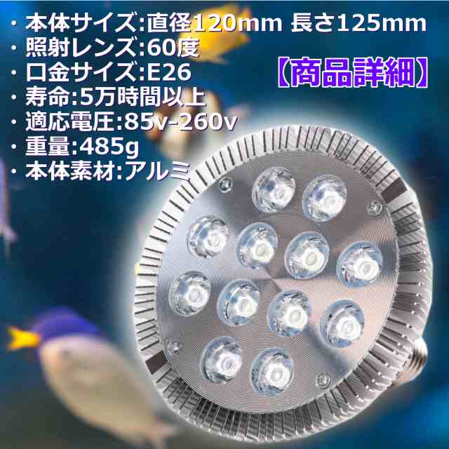 24w Ledライト アクアリウムライト 珊瑚 水草 水槽用 青8白4灯 アクアリウム スポットライト 海水 植物育成 熱帯魚 鑑賞魚の通販はau Pay マーケット バリュー