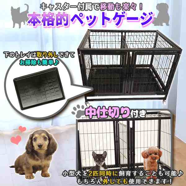 ペットケージ ペットゲージ 小型犬用 大型1段 2匹 同時飼育 キャスター付 犬小屋 ペットホテル ペットショップ クリニック キャットケー