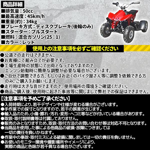 ミニ 四輪 バギー 50 cc ポケバイ 45ｋm/h エンジン ミニカー アウトドア 混合ガソリン レッド_4