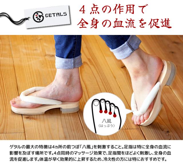 GETALS-ゲタル 正規品 足つぼ マッサージ 血流促進 脚やせ 筋トレ 下駄 ゲタ サンダル リラックス 国産 選べるカラー 4サイズ_4