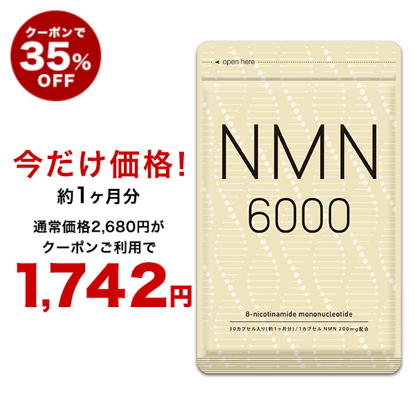 クーポンで35％OFF】NMN6000 サプリ 約1ヵ月分 純度100％ 1袋に6,000mg